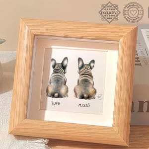 Custom Pet Family Portrait, Framed Original Art, Dog Portrait, Cat Portrait, Pet Memorial, Hand Drawn