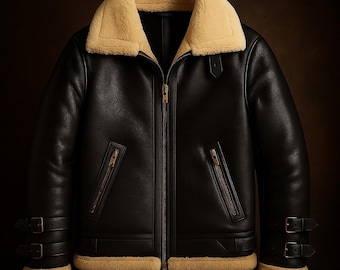 Vintage 80s Sheepskin B3 Bomber Jacket - US Army Flight Leather