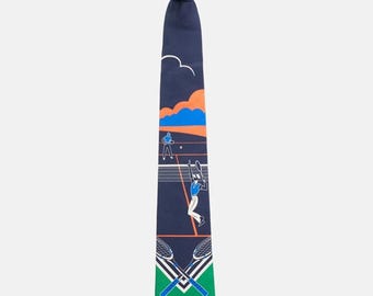 Polo Ralph Lauren - Official Wimbledon Championships Silk Tie Tennis Match Graphic Handmade in Italy *Rare* - OS