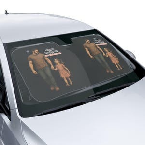 家族向け車用サンシェード、楽しいオートサンシェード、UVカット、パーソナライズされた車用アクセサリー、お父さんへのプレゼントに最適