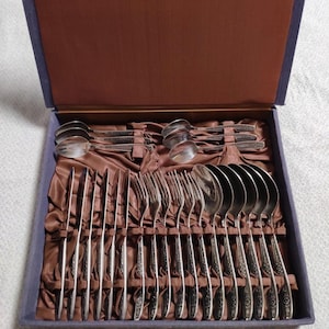 Cutlery Set Stainless Steel Silverware Flatware Vintage Utensils Fork Spoon Knife Dinnerware Gift Kitchen Essentials Tableware