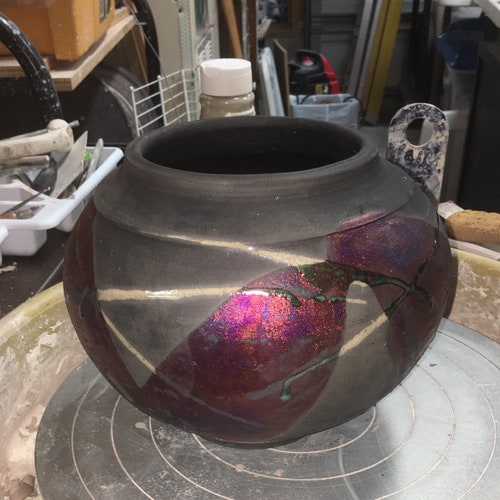 Purple Raku shops Pot