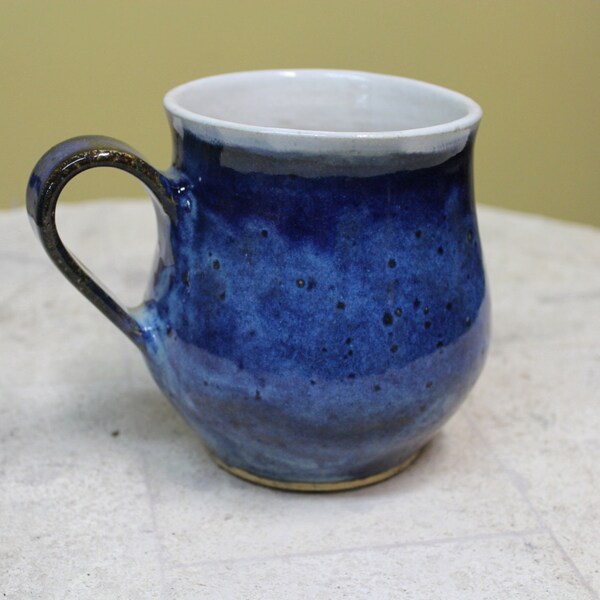 Pear Shape Large Stoneware Blue Mug