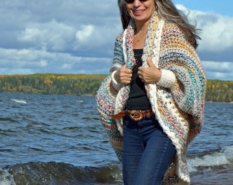 Oversized Shrug Crochet PATTERN: Chunky Cocoon Cardigan Sweater for Women