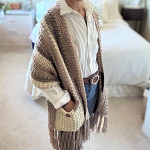 Pebblestone Pocket Shawl Crochet Pattern: Women's Wrap (PDF Pattern)