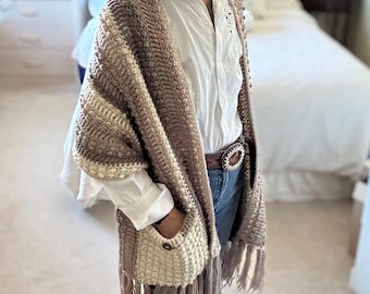 Pebblestone Pocket Shawl Crochet Pattern: Women's Wrap (PDF Pattern)