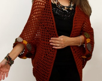 Crochet Shrug PATTERN, Lightweight Cocoon Cardigan (PDF Pattern)
