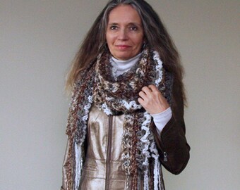 Easy Scarf Crochet PATTERN with Fringe: Stash Buster Pattern