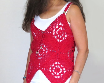 Boho Crochet Top PATTERN: Granny Square Tank (PDF Pattern)