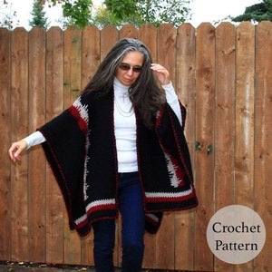 Ruana Crochet PATTERN Easy Womens Blanket Poncho Wrap