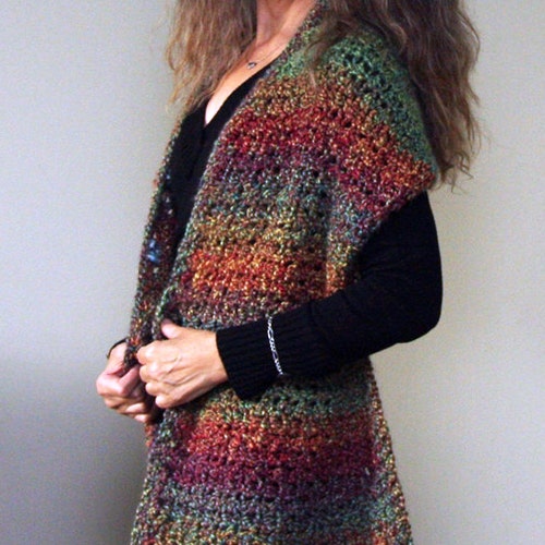 Easy Beginner Crochet Shawl PATTERN / Wrap With Buttons / Etsy Australia