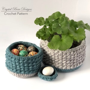 Crochet Basket PATTERN Storage Bin Nubby Basket