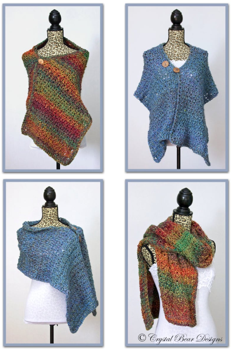 Easy Beginner Crochet Shawl PATTERN / Wrap With Buttons / Etsy