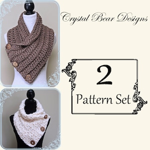 Crochet Cowl PATTERN Set Neck Warmer Scarf for Women Two Pattern Set Discount Bundle Easy Patterns