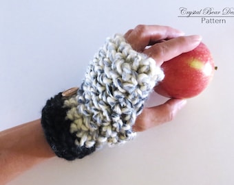 Crochet Fingerless Gloves Pattern: Chunky Wrist Warmers (PDF Pattern)