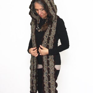 Hooded Scarf Crochet PATTERN / Scoodie / &quot;Laurelwood Hooded Scarf&quot;
