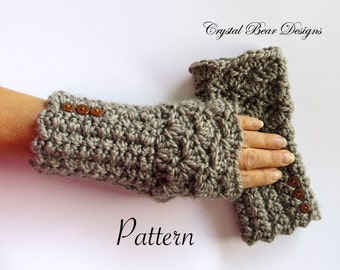 Easy Fingerless Gloves Crochet PATTERN: Texting Mittens, One Skein Pattern