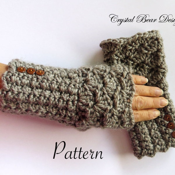 Fingerless Gloves Crochet PATTERN / Texting Mittens / Easy One Skein Pattern