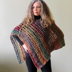 Easy Beginner Crochet PATTERN Asymmetrical Poncho Wrap for Women