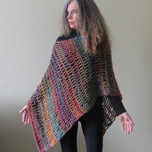 Easy Beginner Crochet PATTERN Asymmetrical Poncho Wrap for Women