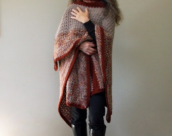 Crochet Blanket Poncho PATTERN: Harvest Ruana Wrap (PDF Pattern)