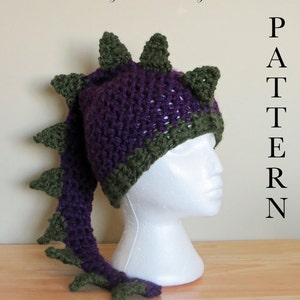Crochet Dinosaur Hat PATTERN: Dragon Beanie in Multiple Sizes image 5