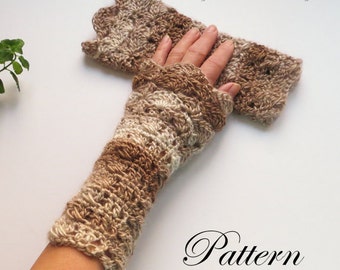 Arm Warmers Crochet PATTERN Fingerless Gloves Texting Mitts Gauntlets