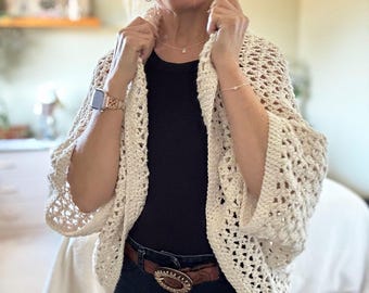 Crochet Lace Cardigan Shrug PATTERN: Lattice Design Summer Shrug