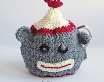 Tea Cozy Crochet PATTERN Sock Monkey Teapot Cover