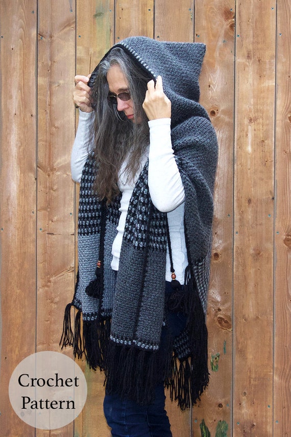 Hooded Shawl Crochet PATTERN Cozy Ruana Poncho Wrap for Women - Etsy Canada