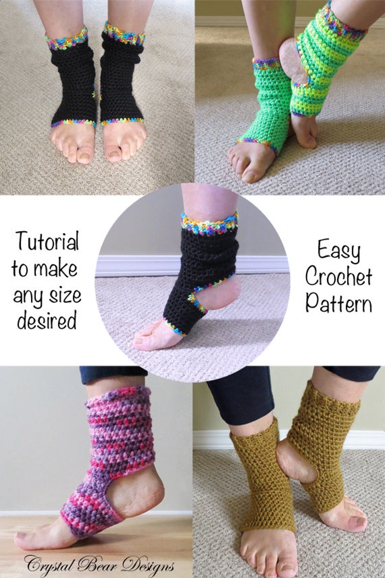 Crochet Yoga Socks PATTERN Tutorial / Ladies Teen Child All sizes image 5