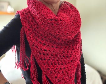 Crochet Hooded Cowl Pattern: Fringed Poncho, Easy Q Hook (PDF Pattern)