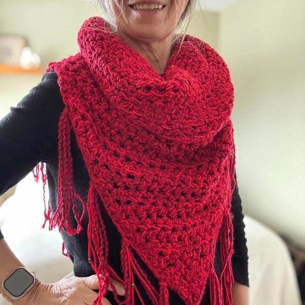 Crochet Hooded Cowl Pattern: Fringed Poncho, Easy Q Hook (PDF Pattern)