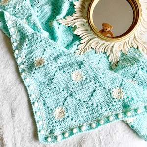Baby Blanket Crochet Pattern Granny Square Afghan Gift for Baby Shower