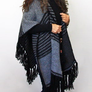 Hooded Shawl Crochet PATTERN Cozy Ruana Poncho Wrap for Women