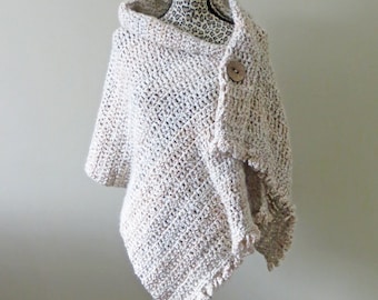 Easy Beginner Crochet Shawl PATTERN / Dresden Button Wrap