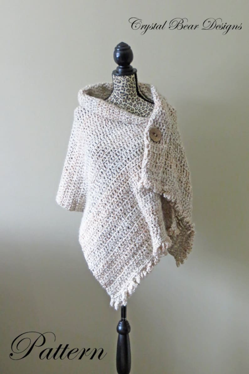 Easy Beginner Crochet Shawl PATTERN / Dresden Button Wrap Etsy