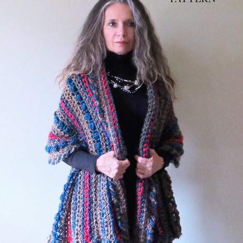 Crochet Shawl PATTERN Wrap With Buttons Etsy