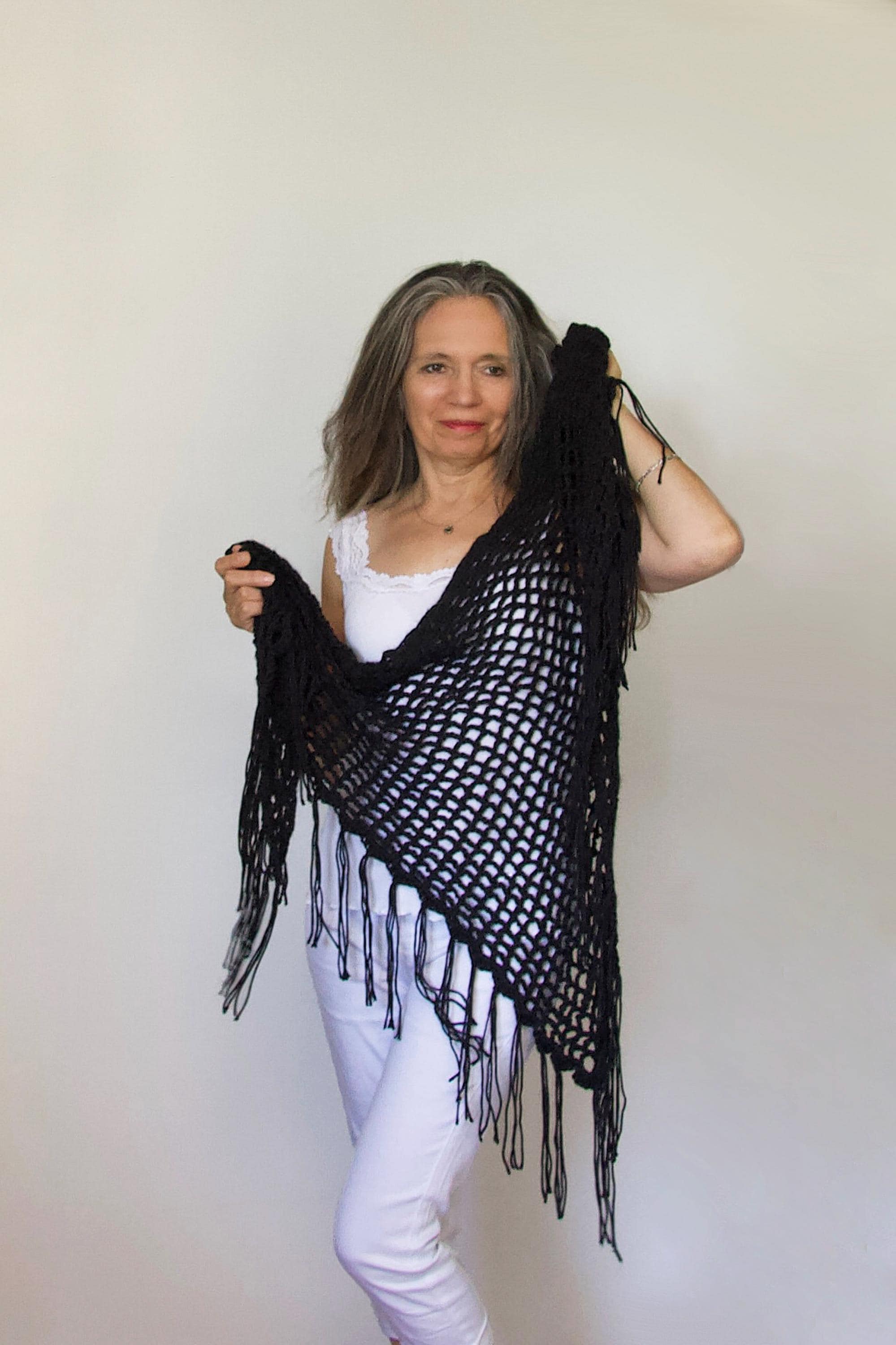 black crochet shawl