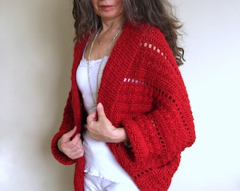 Crochet Shrug Pattern: Embossed Daisy Granny Square Cocoon Cardigan (PDF Pattern)