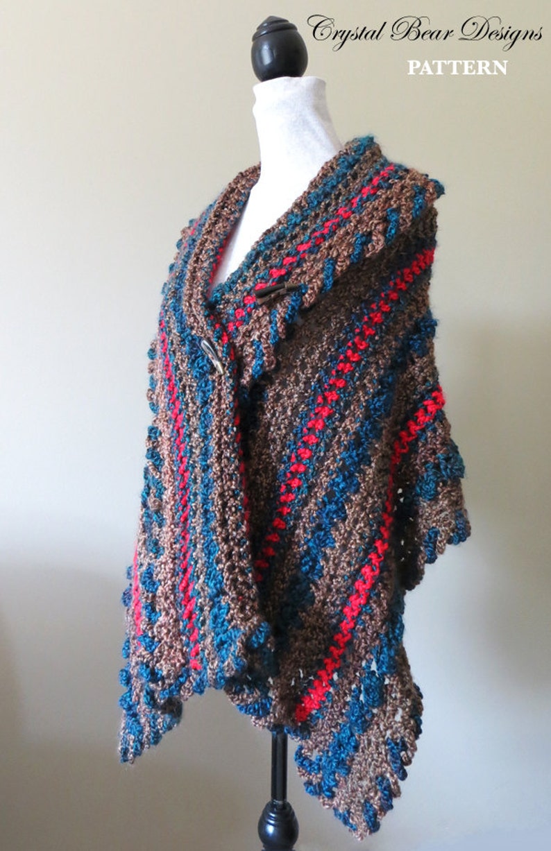 Crochet Shawl PATTERN / Wrap with Buttons / Sequoia Etsy