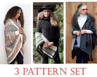 Crochet Cardigan Poncho Shrug Pattern Bundle (PDF Pattern)