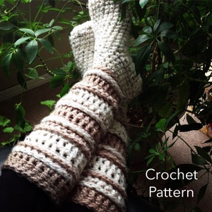 Crochet PATTERN Knee High Slipper Socks Chunky Reading Socks