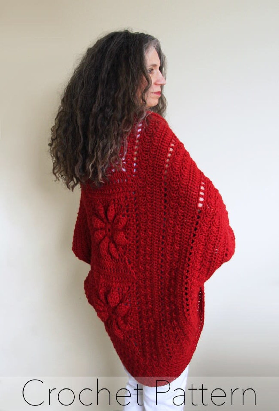 Crochet Shrug Pattern: Embossed Daisy Cocoon Cardigan (PDF Pattern