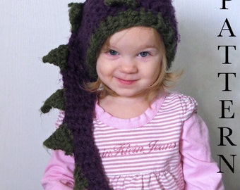 Crochet Dinosaur Hat PATTERN Adult Teen Child Toddler Dragon Beanie Costume Accessory