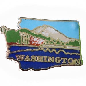 WASHINGTON STATE vintage enamel pin lapel badge  Mafco Seattle pinback