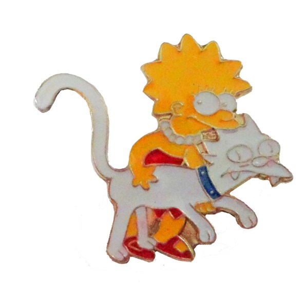 LiSA SIMPSON & SNOWBALL I vintage enamel pin lapel badge brooch gift The SIMPSONS