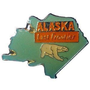 ALASKA Last Frontier State pin de recuerdo de esmalte de solapa vintage