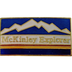 McKINLEY EXPLORER Fairbanks ALASKA State vintage enamel pin lapel badge  AK pinback