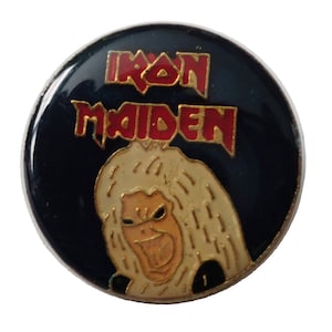 IRON MAIDEN heavy metal vintage enamel pin lapel badge  Eddie Killers rock music 1980s devil pinback